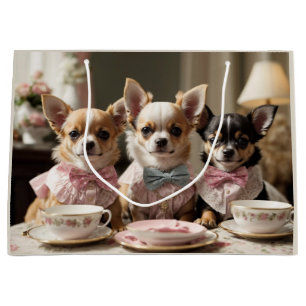 Grand Sac Cadeau Soirée Tea Party de Cute Girly Chihuahua