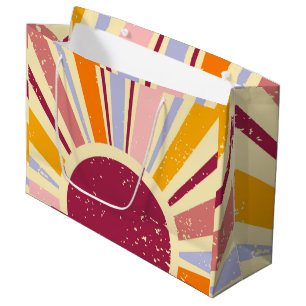 Grand Sac Cadeau Soleil boho rétro