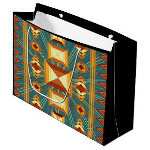 Grand Sac Cadeau Southwestern Golden Sun Rays Design indien