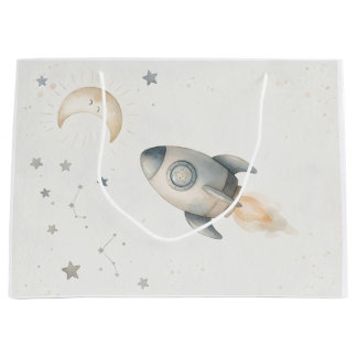 Grand Sac Cadeau Space Theme Paper Bag for Kids