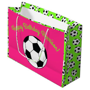 Grand Sac Cadeau Sports de football Anniversaire fête rose
