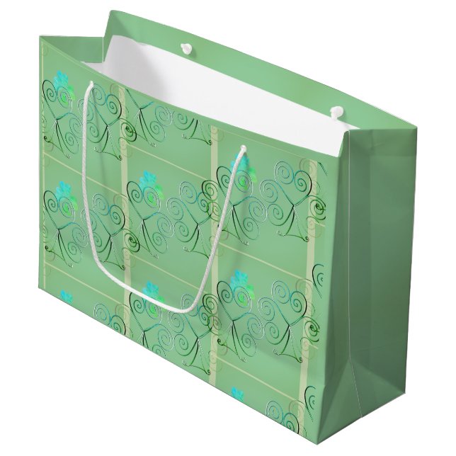 Grand Sac Cadeau St Patrick's Day Shamrock Misty Green Grand Cadeau (Devant Angle)
