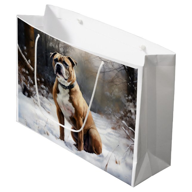 Grand Sac Cadeau Staffordshire Bull Terrier Laisser neiger Noël (Devant Angle)