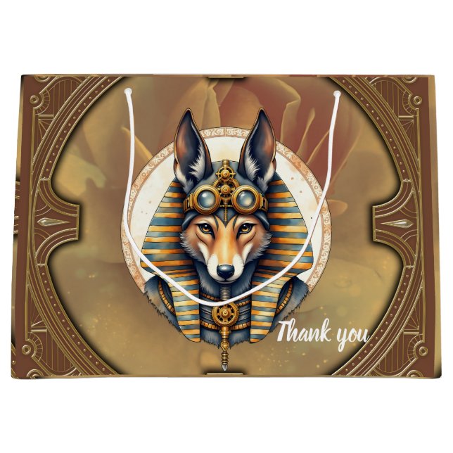 Grand Sac Cadeau Steampunk Anubis Fox Portrait (Devant)