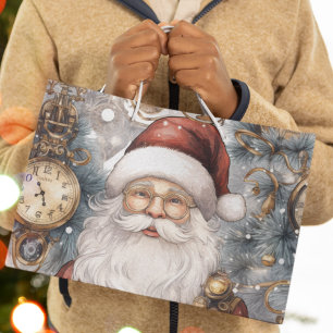 Grand Sac Cadeau Steampunk Santa Claus Horloge Travail et arbres ne