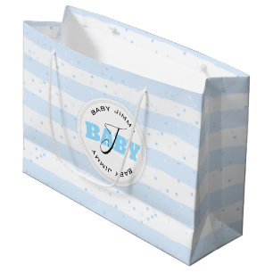 Grand Sac Cadeau Stripes Blue and White