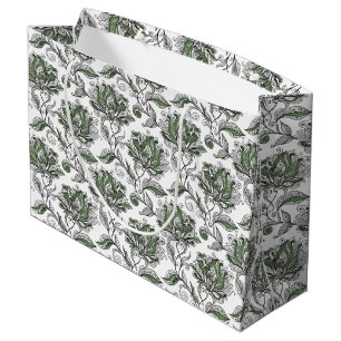 Grand Sac Cadeau Style d'art de griffonnage abstrait floral Teintes