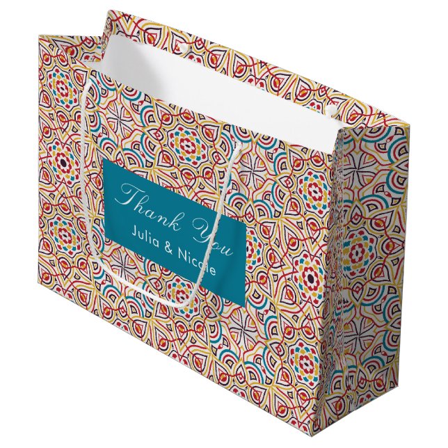 Grand Sac Cadeau Style géométrique Étincelles Mariage métallique en (Devant Angle)