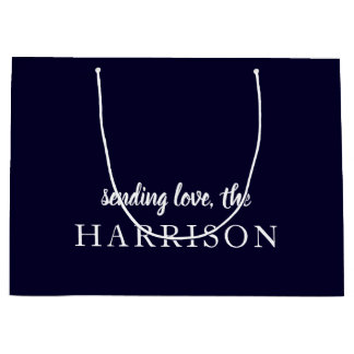 Grand Sac Cadeau Stylish Teal Modern Minimal Trendy Blue Name 