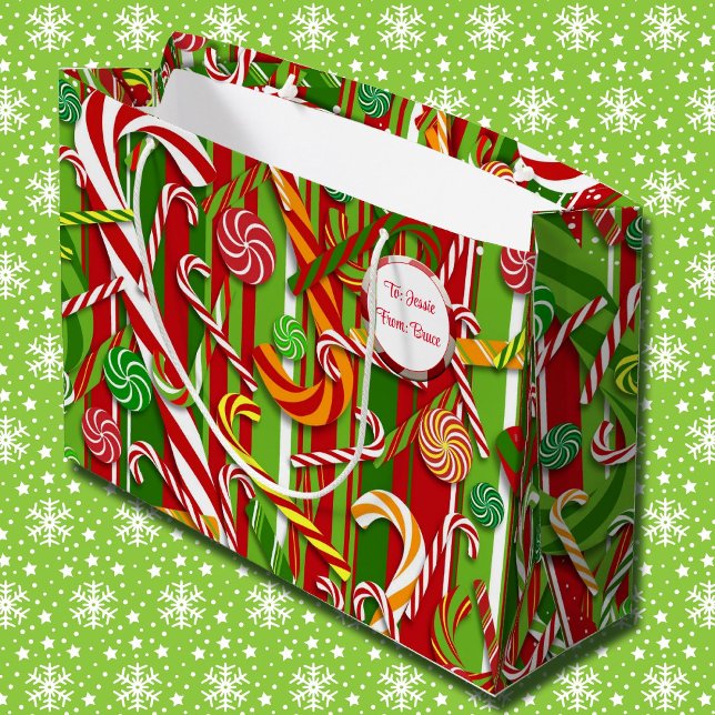 Grand Sac Cadeau Sucre de canne Ajouter des noms Noël (Créateur téléchargé)
