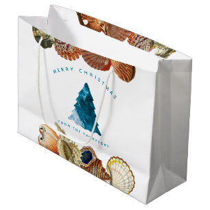 Grand Sac Cadeau Summer Christmas Beach Seashell Nom personnalisé