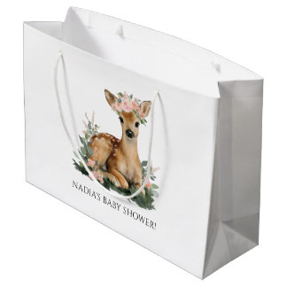 Grand Sac Cadeau Summer Fawn Watercolor Baby Shower