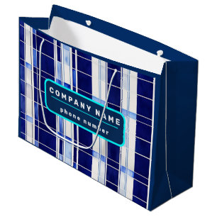 Grand Sac Cadeau Summer Navy Blue Boat Collection de rayures modern