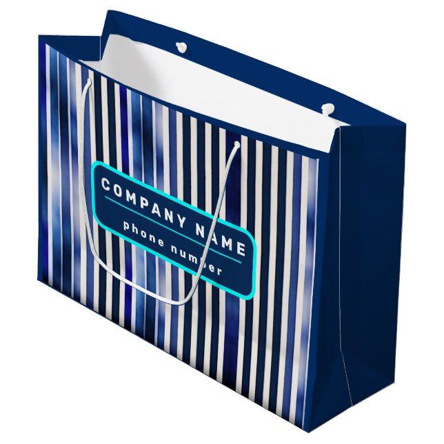 Grand Sac Cadeau Summer Popular Navy Blue Boat Stripes Collection (Devant Angle)