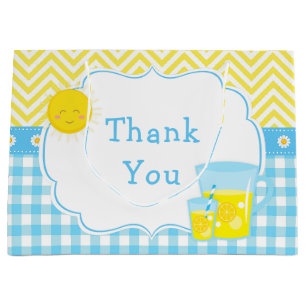 Grand Sac Cadeau Sunshine et Lemonade Baby shower bleu et jaune