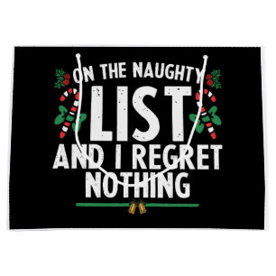 Grand Sac Cadeau Sur la liste vilain et je ne regrette rien Xmas