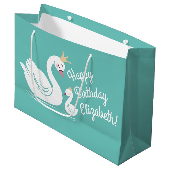 Grand Sac Cadeau Swan 1er anniversaire Baby shower (Devant Angle)
