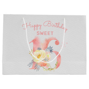 Grand Sac Cadeau Sweet 16 Floral Number Large 16th Birthday