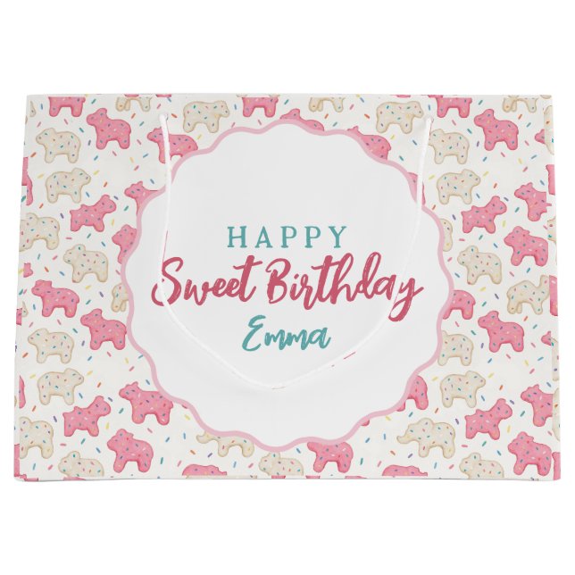 Grand Sac Cadeau Sweet Frosted Animal Cookies Birthday Custom (Devant)