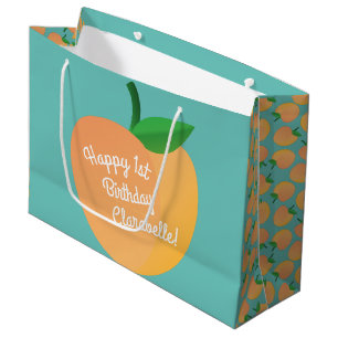 Grand Sac Cadeau Sweet Peach Cute Fruit 1er Anniversaire Thème