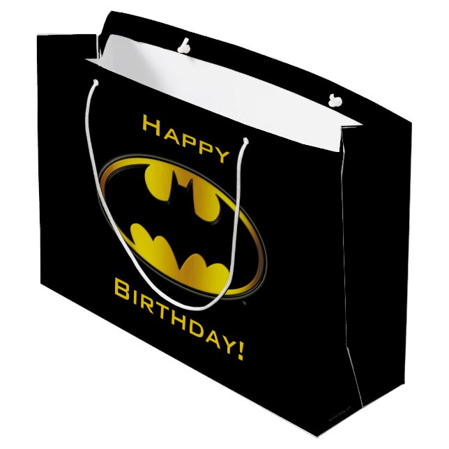 Grand Sac Cadeau Symbole Batman | Logo de dégradé ovale (Dos Angle)