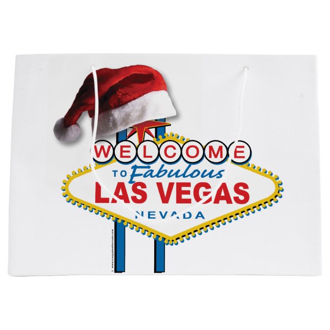 Grand Sac Cadeau SYMBOLE DE Noël Bienvenue à Las Vegas (Devant)