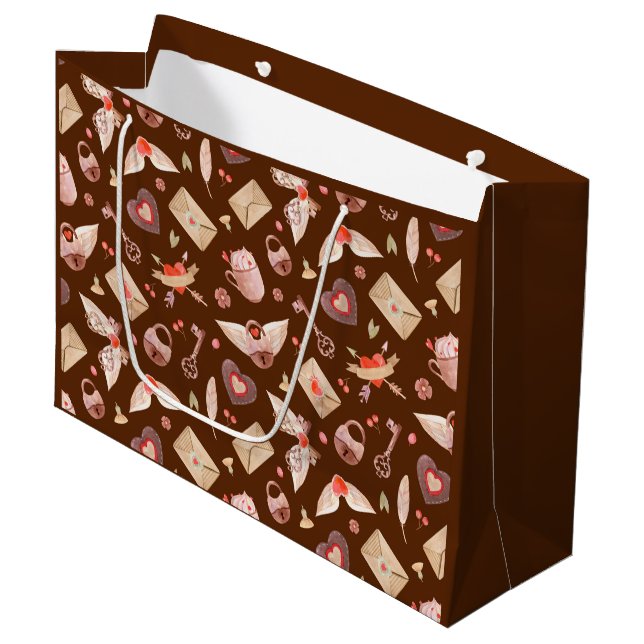 Grand Sac Cadeau Symboles d'amour (Devant Angle)
