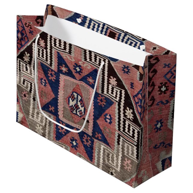 Grand Sac Cadeau Tapis Oriental Rouge Carpet Killim (Devant Angle)