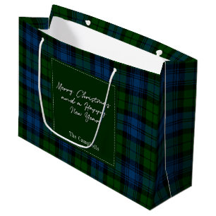 Grand Sac Cadeau Tartan de Noël Campbell Military Plaid de fêtes