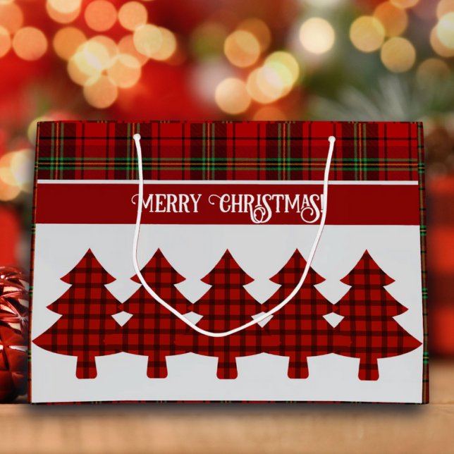 Grand Sac Cadeau Tartan vert rouge (Créateur téléchargé)