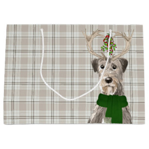Grand Sac Cadeau Taupe Plaid et Irish Wolfhound Amoureux des chiens