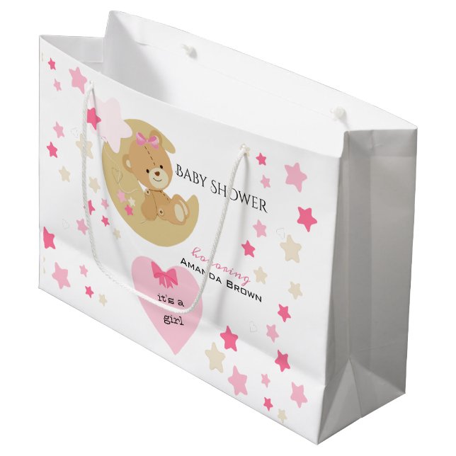 Grand Sac Cadeau Teddy Bear Love Baby Girl Douche (Devant Angle)