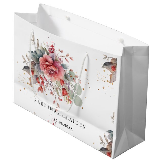 Grand Sac Cadeau Teinte de rose saumon pêche bleu poussiéreux de ma (Devant Angle)