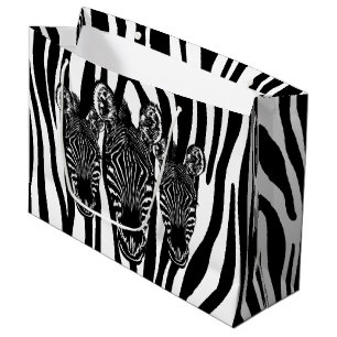Grand Sac Cadeau Tendance Zebra Herd sur Zebra Imprimer