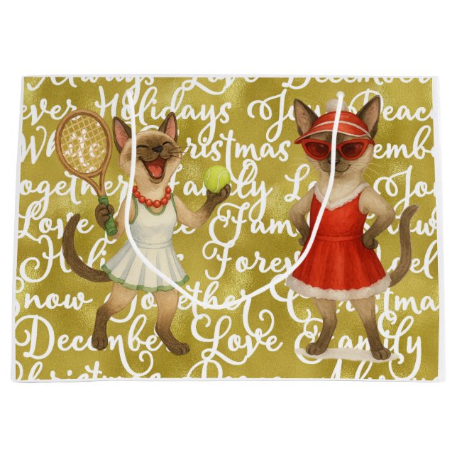 Grand Sac Cadeau Tennis Christmas Mug Cat Lovers  (Devant)