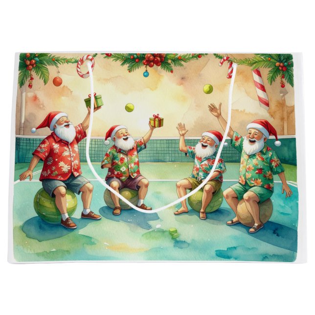 Grand Sac Cadeau Tennis Christmas with Santa Claus  (Devant)