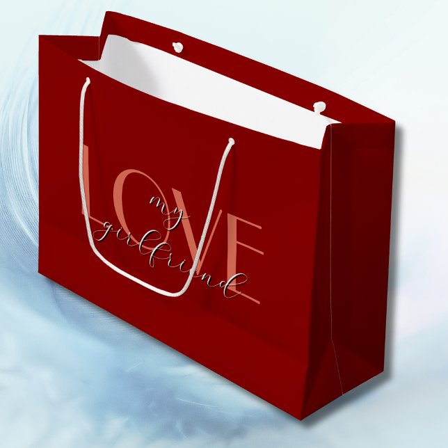 Grand Sac Cadeau Terracotta Élégante AMOUR Rouge Velvet Valentine (Créateur téléchargé)