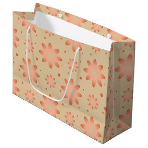 Grand Sac Cadeau Terracotta orange et sable beige délicat marguerit