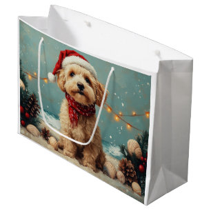 Grand Sac Cadeau Térrier Irlandais de Wheaten Noël Plage Vintage