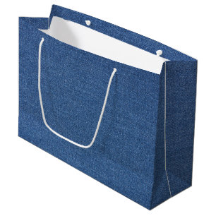 Grand Sac Cadeau Textile fabric bleu fashion jean denim