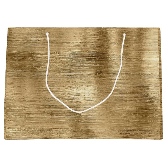 Grand Sac Cadeau Texture métallique or rustique brillant élégant (Devant)