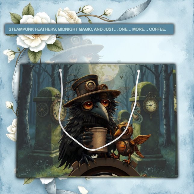 Grand Sac Cadeau The raven powered by Coffee (Créateur téléchargé)