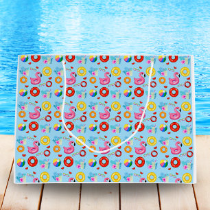 Grand Sac Cadeau Thème de fête de piscine amusant
