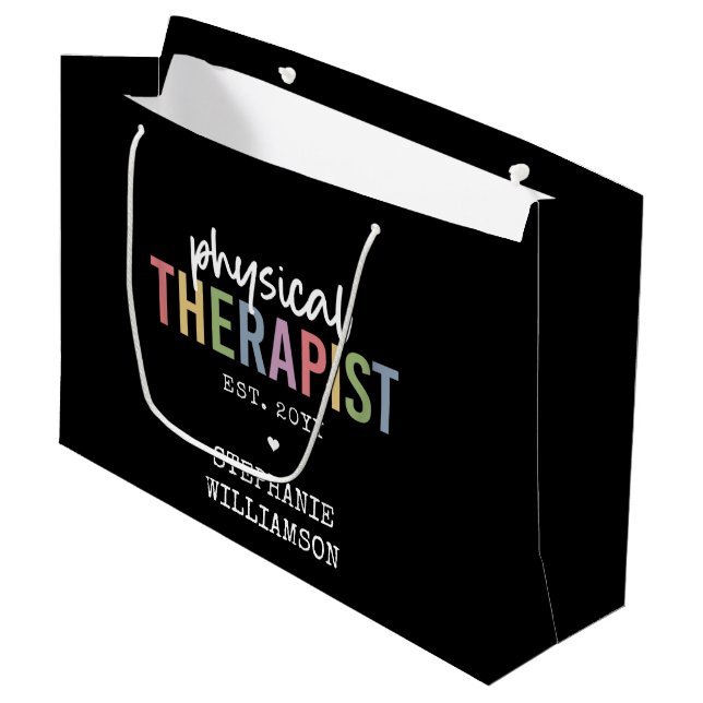 Grand Sac Cadeau Thérapeute physique personnalisée Diplôme PT (Devant Angle)