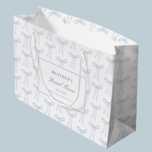 Grand Sac Cadeau Toile Bleu Bow Attache La Fête des mariées Bleu Kn