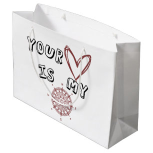 Grand Sac Cadeau Ton coeur est mon boussole