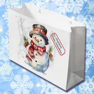 Grand Sac Cadeau Top Hat Snowman Custom Name Tag Christmas Snow