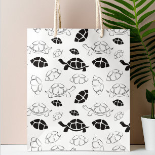 Grand Sac Cadeau Tortue noire et blanche