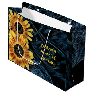 Grand Sac Cadeau Tournesol Jaune Russe Denim Blue Jeans