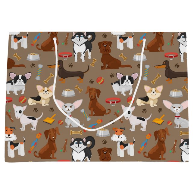 Grand Sac Cadeau Tous les mignons chiens (Devant)